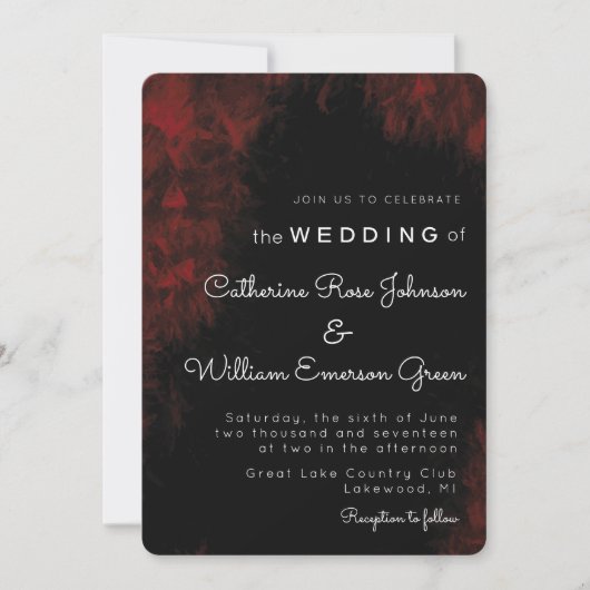 Modern Passionate Red 'n Black Wedding Einladung (Vorderseite)