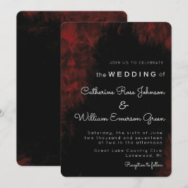 Modern Passionate Red 'n Black Wedding Einladung