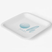 Modern Pastel Blue Balloon Baby Boy Shower Party Pappteller (Gewinkelt)