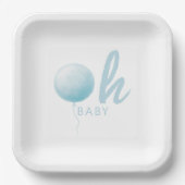 Modern Pastel Blue Balloon Baby Boy Shower Party Pappteller (Vorderseite)