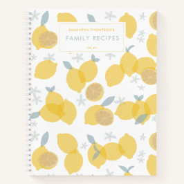 Modern Pastel Citrus Lemons Family Recipes Notizblock
