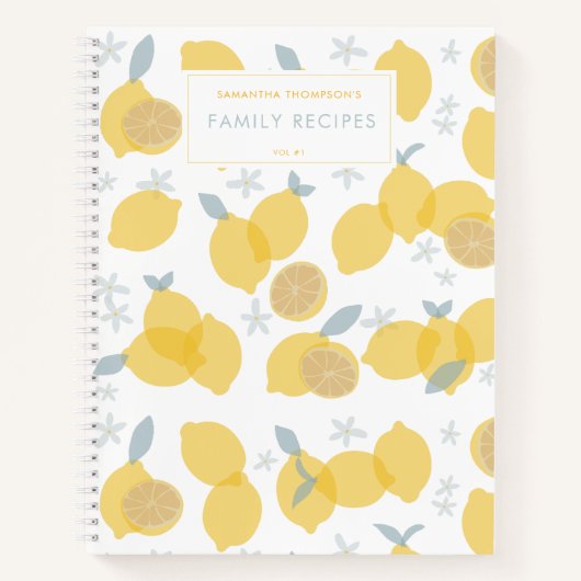 Modern Pastel Citrus Lemons Family Recipes Notizblock (Vorderseite)
