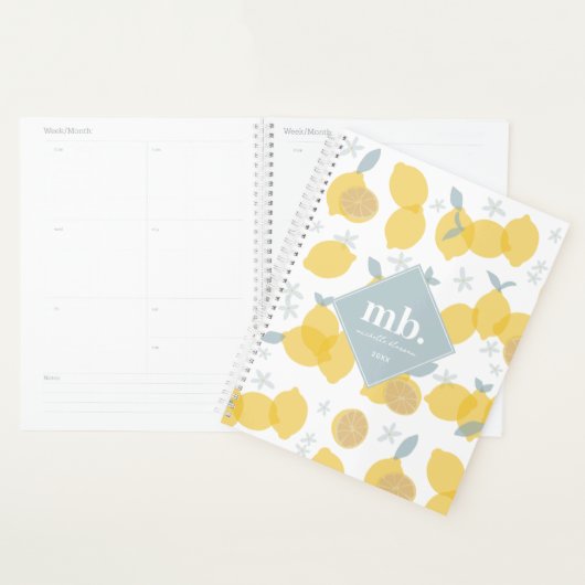 Modern Pastel Citrus Lemons Monogram Appointment Planer (Anzeige)