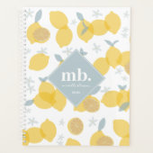 Modern Pastel Citrus Lemons Monogram Appointment Planer (Vorderseite)