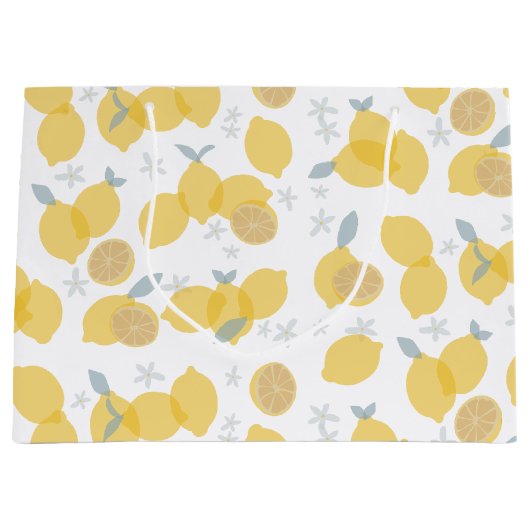 Modern Pastel Citrus Lemons Pattern Große Geschenktüte (Vorderseite)