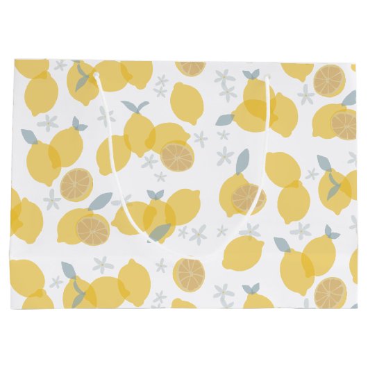 Modern Pastel Citrus Lemons Pattern Große Geschenktüte (Rückseite)