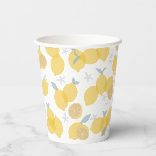 Modern Pastel Citrus Lemons Pattern Pappbecher (Rückseite)