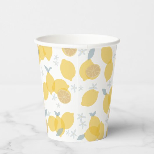 Modern Pastel Citrus Lemons Pattern Pappbecher (Rechts)