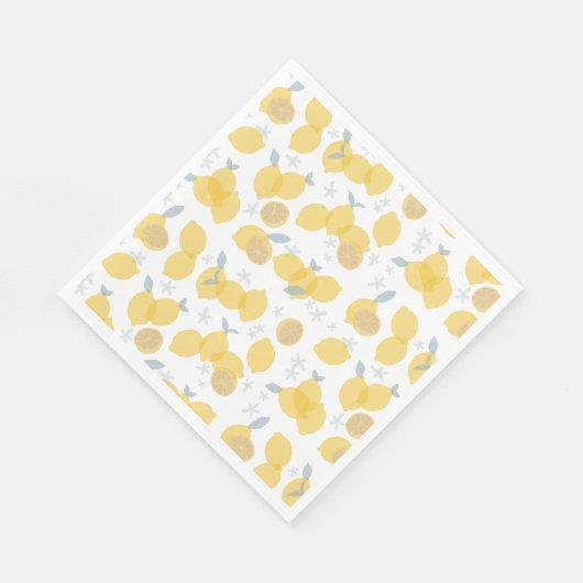 Modern Pastel Citrus Lemons Pattern Serviette (Ecke)