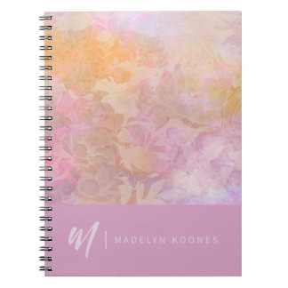 Modern Pastel Floral Pattern Monogram Notizblock
