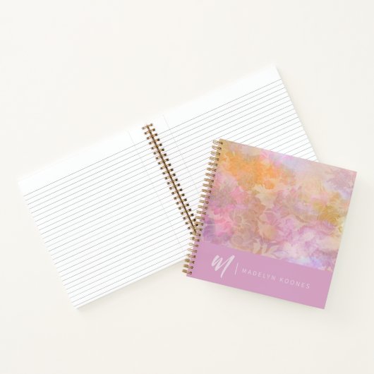 Modern Pastel Floral Pattern Monogrammed Notebook Notizblock (Innenseite)