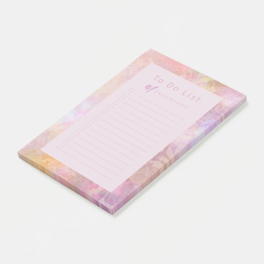 Modern Pastel Florals Monogram Post-it Klebezettel (angewinkelt)