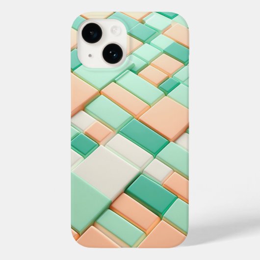Modern Pastel Geometric Block Phone Case Soft Mint (Rückseite)