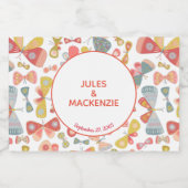 Modern Pastel Graphic Butterfly Pattern Schaumweinetikett (Einzelnes Label)