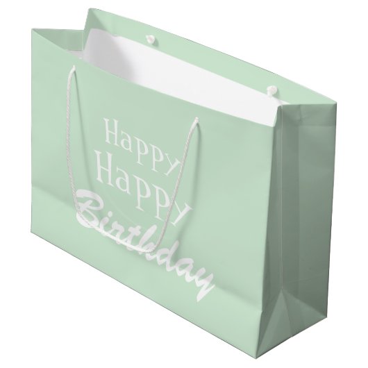Modern Pastel Green Happy Geburtstag Große Geschen Geschenktüte (Vorderseite Schrägansicht)