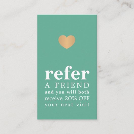 Modern Pastel Green White Imitats Gold Herzstück S Empfehlungskarte (Vorderseite)