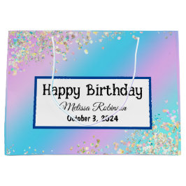 Modern Pastel Holographic Happy Birthday Große Geschenktüte
