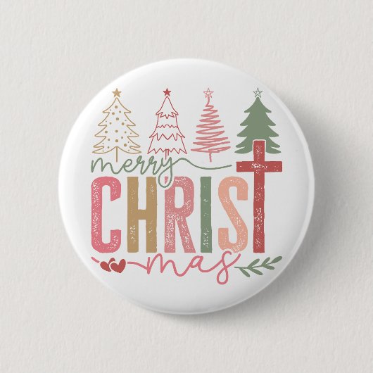 Modern Pastel Merry Christ mas Button (Vorderseite)