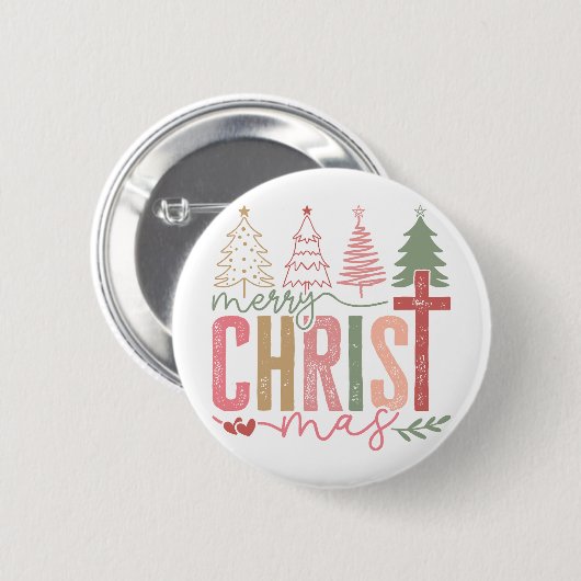 Modern Pastel Merry Christ mas  Button (Vorne & Hinten)