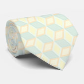 Modern Pastel Mint Green Peach Geometric 3D Cube Krawatte (Gerollt)