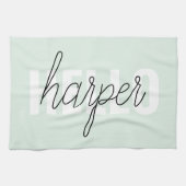 Modern Pastel Minze hallo, und du nennst Geschirrtuch (Horizontal)