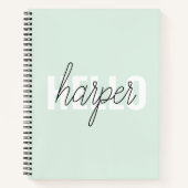 Modern Pastel Minze hallo, und du nennst Notizblock (Vorderseite)