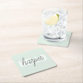 Modern Pastel Minze hallo, und du nennst Rechteckiger Pappuntersetzer (Vor Ort)