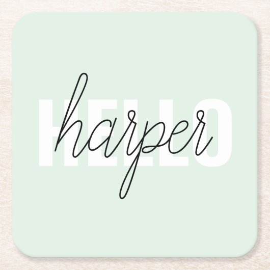 Modern Pastel Minze hallo, und du nennst Rechteckiger Pappuntersetzer (Vorderseite)