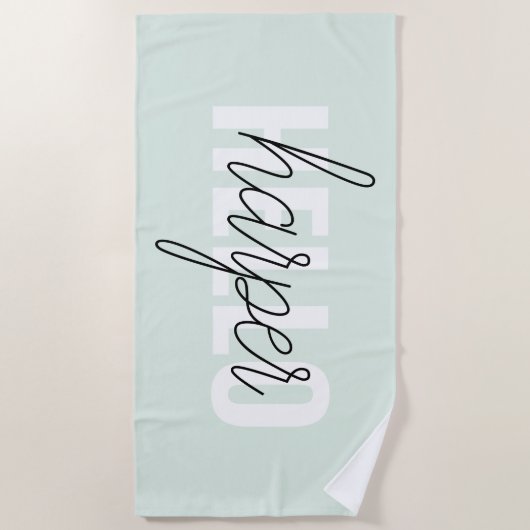 Modern Pastel Minze hallo, und du nennst Strandtuch (Vorderseite)