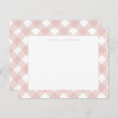 Modern Pastel Peach Coral Pink Gingham Karierter K Mitteilungskarte (Vorne/Hinten)
