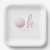 Modern Pastel Pink Balloon Baby Girl Shower Party Pappteller (Vorderseite)