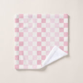 Modern Pastel Pink Checkerboard Check Pattern Badhandtuch Set (Waschlappen)