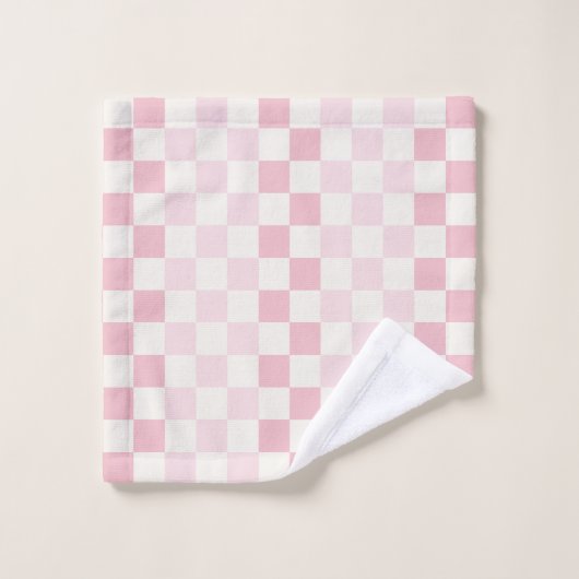 Modern Pastel Pink Checkerboard Check Pattern Badhandtuch Set (Waschlappen)