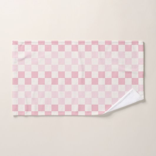 Modern Pastel Pink Checkerboard Check Pattern Badhandtuch Set (Handtuch)
