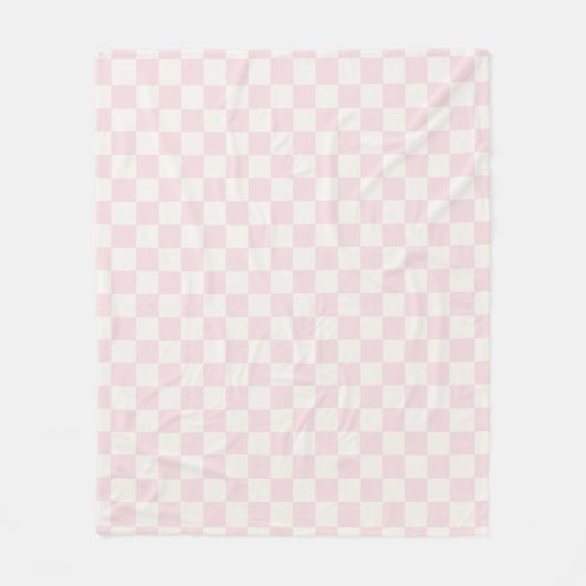 Modern Pastel Pink  Checks Pattern Fleece Blanket (Vorderseite)