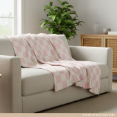 Modern Pastel Pink  Checks Pattern Fleece Blanket