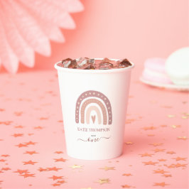 Modern Pastel Pink Rainbow Boho Erster Geburtstag Pappbecher