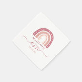 Modern Pastel Pink Rainbow Boho Erster Geburtstag Serviette (Ecke)