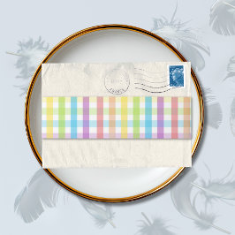 Modern Pastel Plaid Rainbow Baby Shower Party Einladungsbanderole