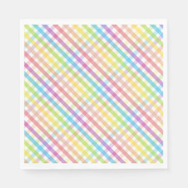 Modern Pastel Plaid Rainbow Baby Shower Party Serviette