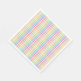 Modern Pastel Plaid Rainbow Baby Shower Party Serviette