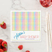 Modern Pastel Plaid Rainbow Baby Shower Party Serviette (Beispiel)