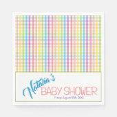 Modern Pastel Plaid Rainbow Baby Shower Party Serviette (Vorderseite)