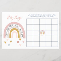 Modern Pastel Rainbow Babyshower Baby Bingo