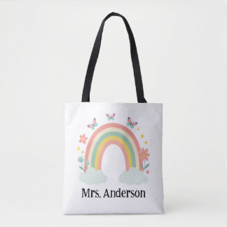 Modern Pastel Rainbow Personalized Teacher Gift Tasche