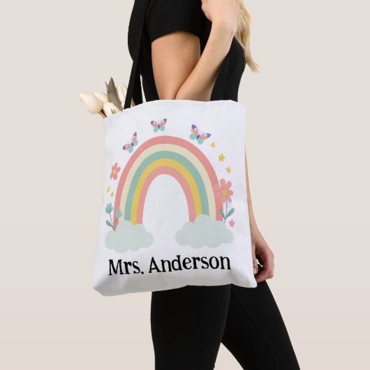 Modern Pastel Rainbow Personalized Teacher Gift Tasche (Von Nahem)