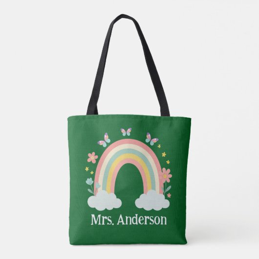 Modern Pastel Rainbow Personalized Teacher Gift Tasche (Rückseite)