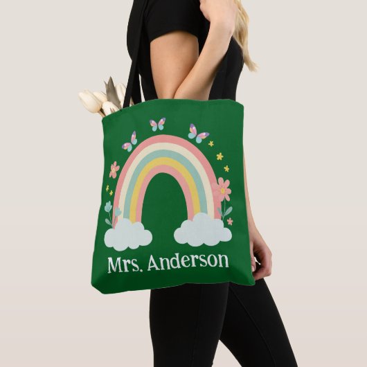Modern Pastel Rainbow Personalized Teacher Gift Tasche (Von Nahem)