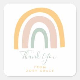 Modern Pastel Rainbow Vielen Dank Quadratischer Aufkleber