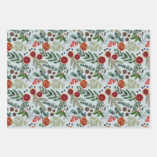 Modern Pastel skandinavischer Weihnachtswald Geschenkpapier Set (Vorderseite)